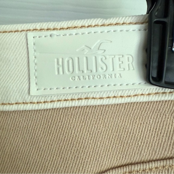 Hollister High Waist straight leg split color Cream Tan Cropped Jeans 5R 27w 27l - Picture 6 of 9